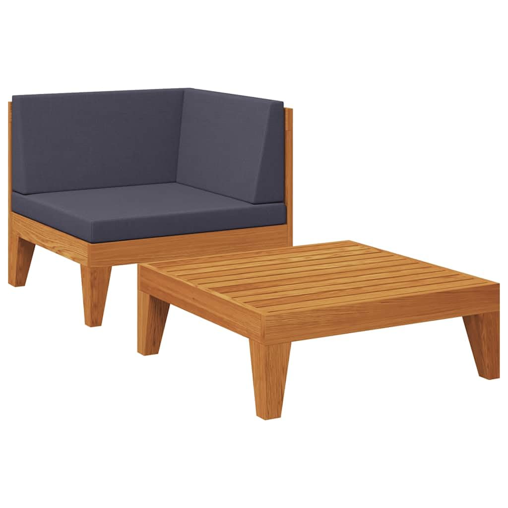 vidaXL Akazienholz Massiv Gartenmöbel 2-TLG. mit Auflagen Ecksofa Tisch Sofa Lounge Sitzgruppe Garte