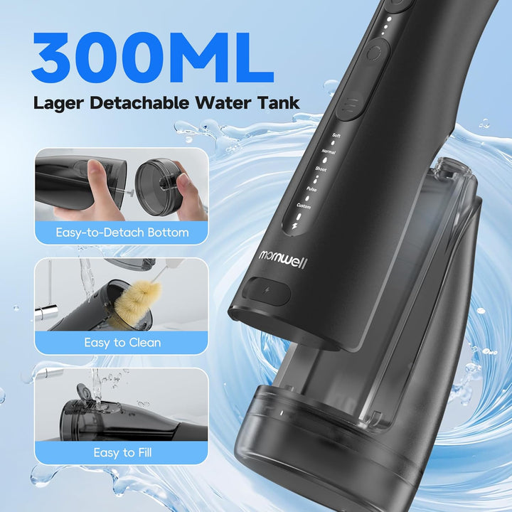 Munddusche Kabellos, Munddusche Testsieger 2026, 5 Modi 20 Wasserdruck & 5 Düsen, 300ML Wassertank,