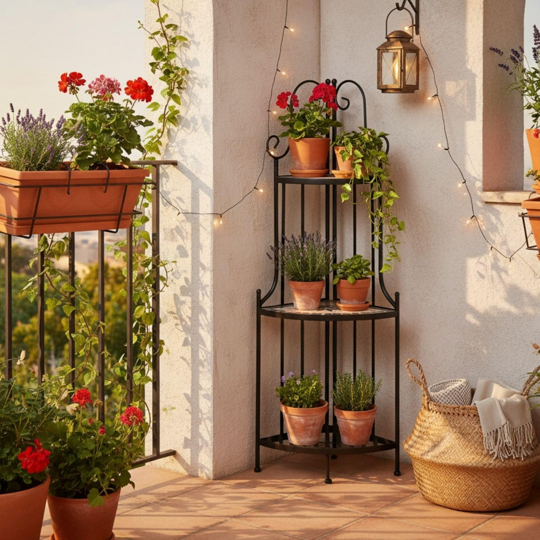 Kleines Eckregal stehend 115cm Pflanzenständer Outdoor Pflanzenregal Balkon Blumenregal Indoor Blume