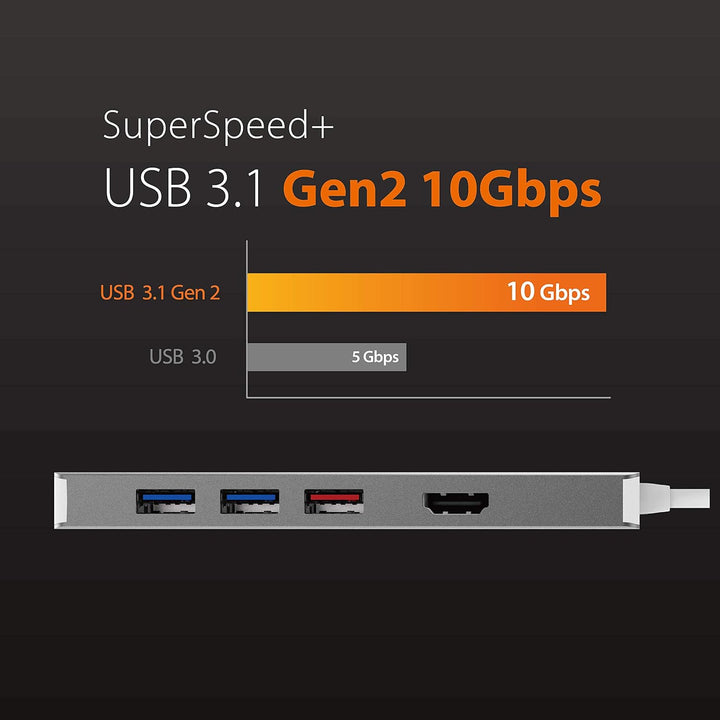 j5create USB-C Gen 2 Hub- Enthält HDMI 4K, USB-A 3.1, Typ-C 3.1, Ethernet und MicroSD/SD 4.0 - Unter