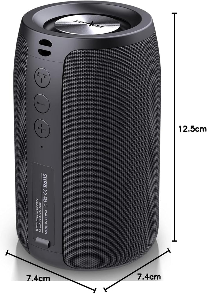 ZEALOT Bluetooth Lautsprecher,Musikbox mit USB/TF Karte/AUX,Bluetooth Box mit IPX5 Wasserdicht,12h S