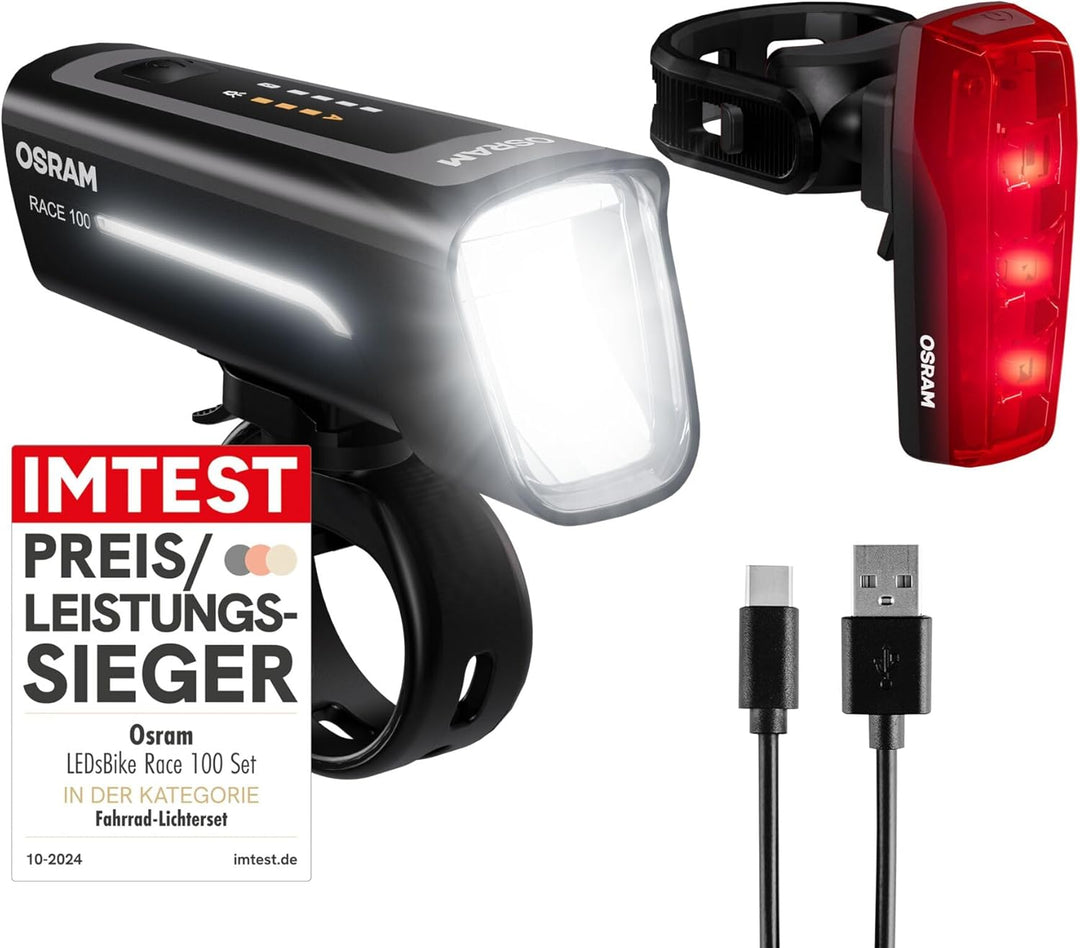 Osram LEDsBIKE® Race 100 Set - Fahrradbeleuchtungsset - einschliesslich automatischer Bremslichtfunk