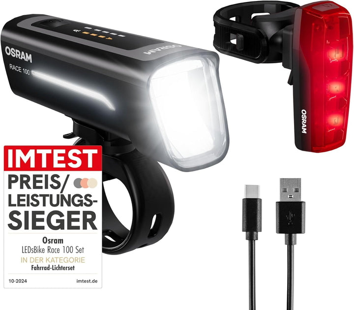 Osram LEDsBIKE® Race 100 Set - Fahrradbeleuchtungsset - einschliesslich automatischer Bremslichtfunk