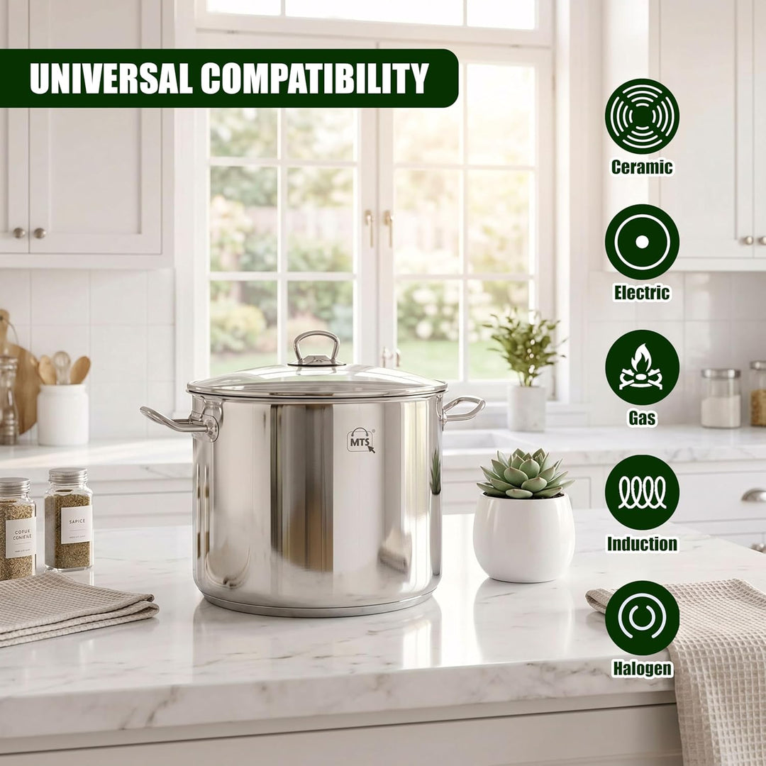 HI Universaltopf mit Glasdeckel (20l & 28cm Durchmesser) - 20 Liter Edelstahl Topf gross, Kochtopf I