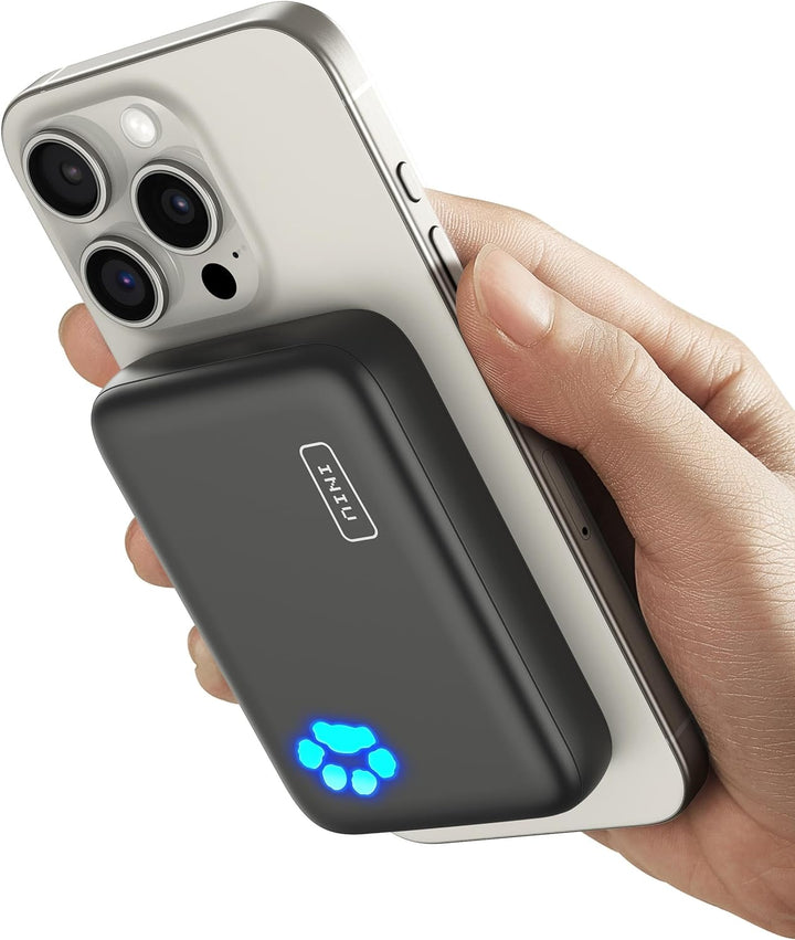 SAFUEL Magnetische Power Bank 10000mAh, Wireless Powerbank Klein Aber Stark Externe Handyakkus,USB C