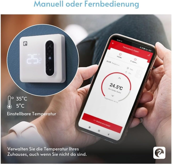 Garza Smart WiFi-Thermostat für Kessel und kabellose Heizung, kompatibel mit Alexa/Google, programmi