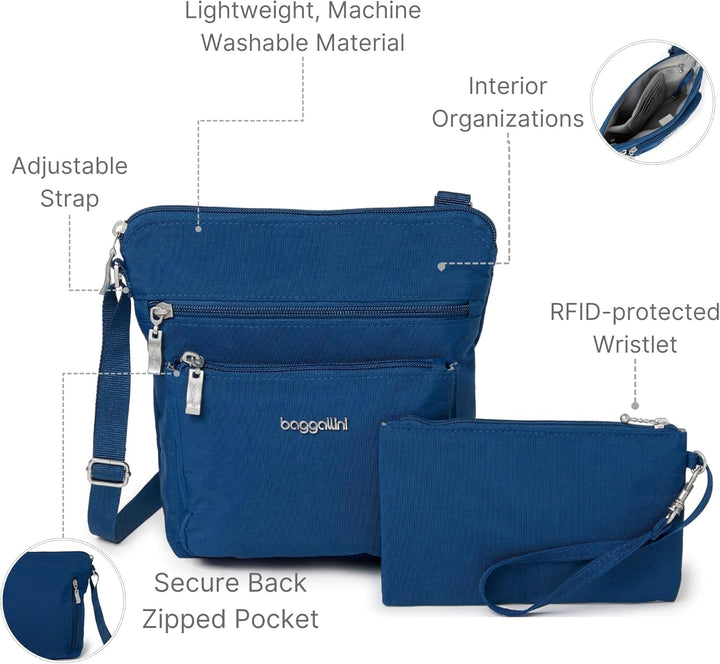 Baggallini Damen Pocket Crossbody Umhängetaschen Pacific, Pacific
