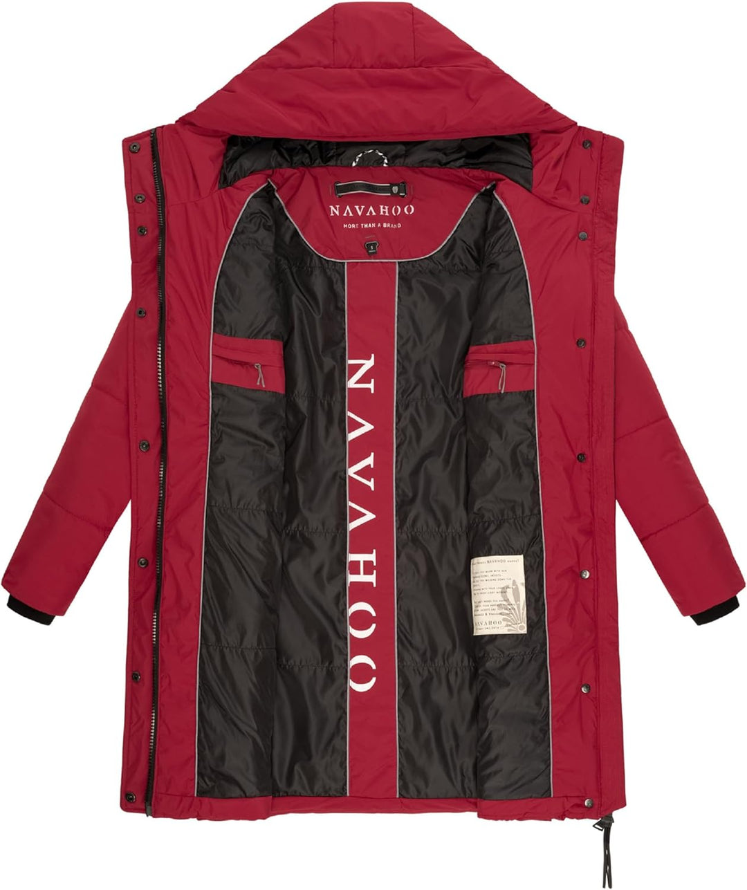 Navahoo Damen Wintermantel kurzer Steppmantel mit Kapuze Zuckertatze XIV XS-XXL S Dark Red, S Dark R