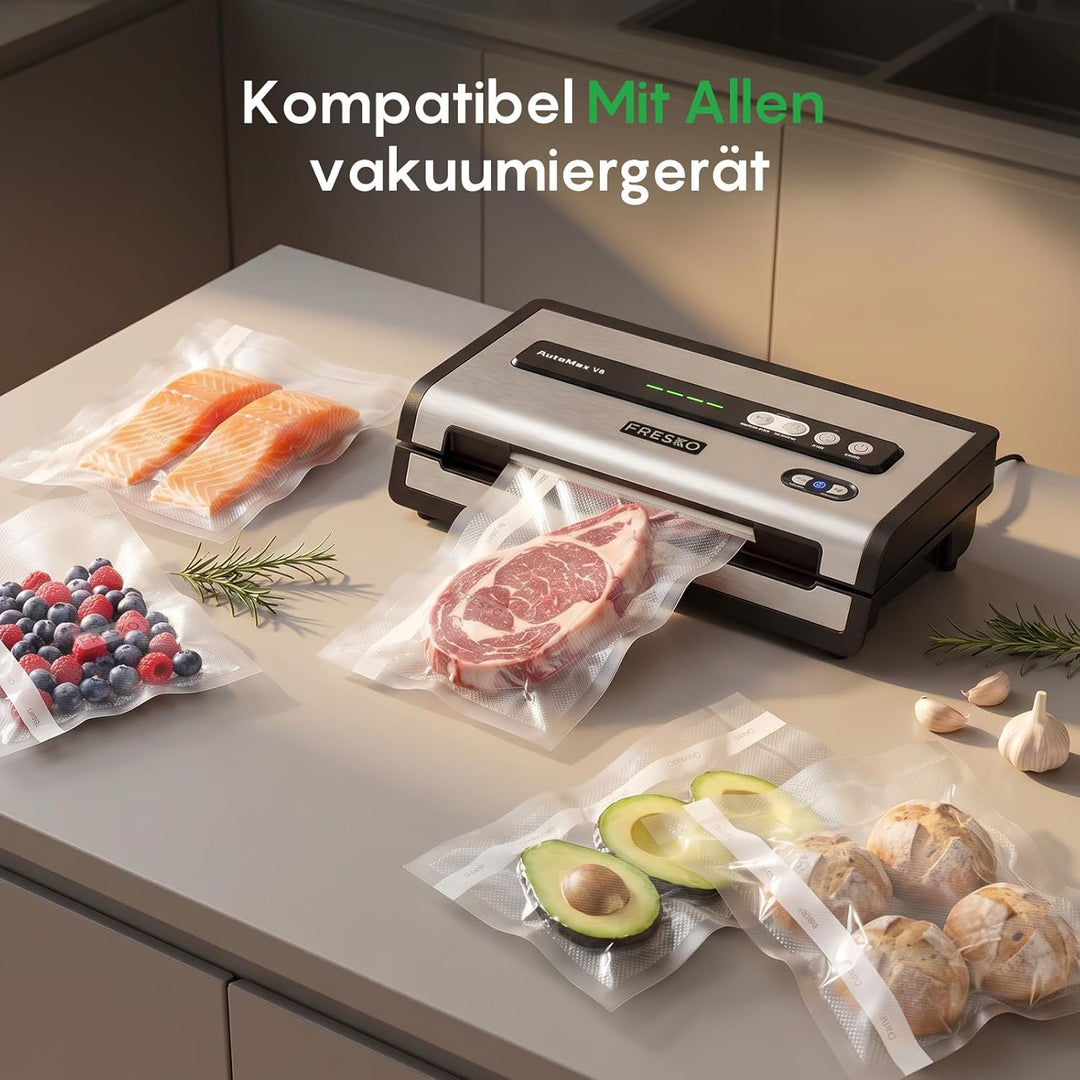 FRESKO Vakuumbeutel, Lebensmittel, 20 x 30 cm, 120 Beutel, geprägt, BPA-frei, Aufbewahrung, Einfrier