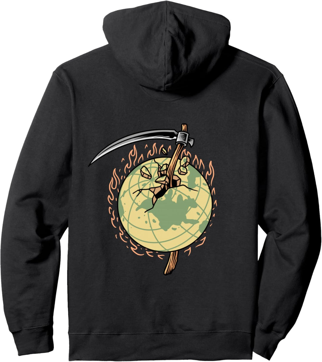 Destroyed Earth Backprint - Traurige Ästhetik Edgy Stre Pullover Hoodie