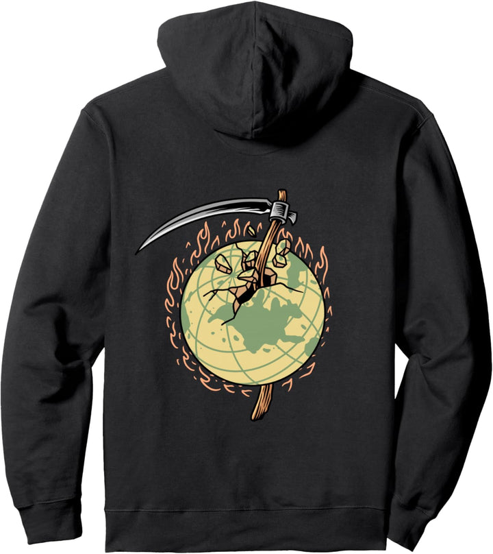 Destroyed Earth Backprint - Traurige Ästhetik Edgy Stre Pullover Hoodie