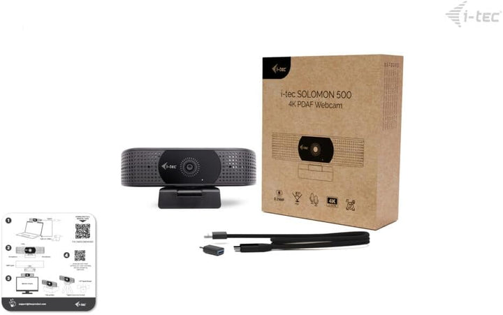 i-tec Solomon 500 Webcam 4K mit PDAF-Autofokus für schnelles und stabiles Fokussieren und Ultra-HD-4