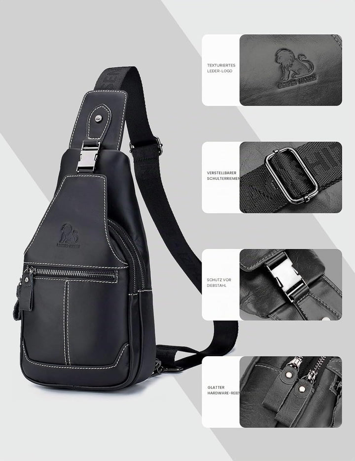 Herren-Brusttasche Umhängetasche aus Echtem Leder Sport und Freizeit im Freien Multifunktionale Vint