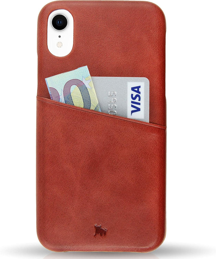 BULLAZO Menor Urban, Hülle aus Leder mit Kartenfach, kompatibel mit iPhone XR 10R, Korallenrot, Kora