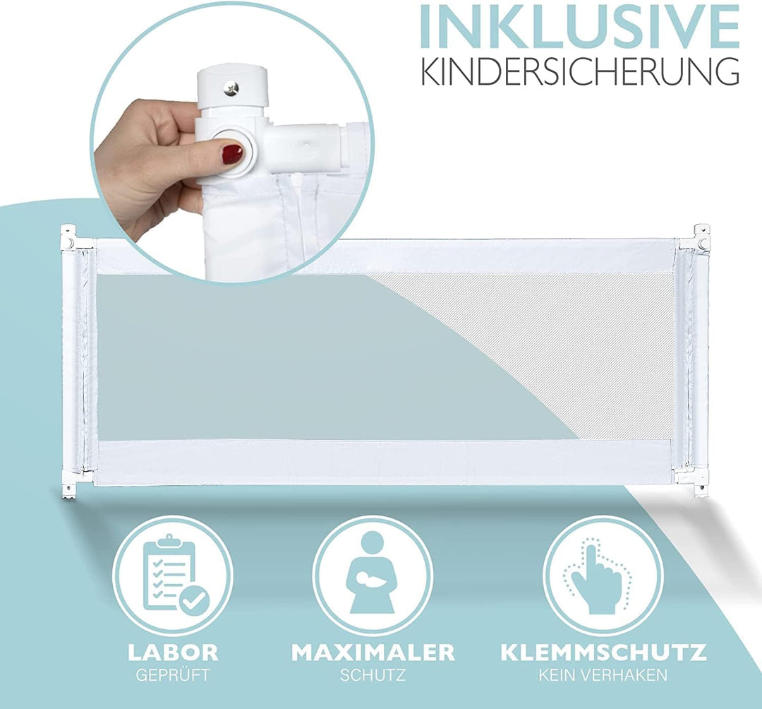 Kids Supply Bettgitter [150x80 cm]- Sicheres & höhenverstellbares Bettschutzgitter [70-90 cm]- Rausf