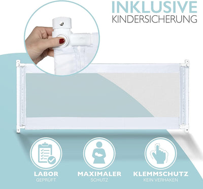 Kids Supply Bettgitter [150x80 cm]- Sicheres & höhenverstellbares Bettschutzgitter [70-90 cm]- Rausf