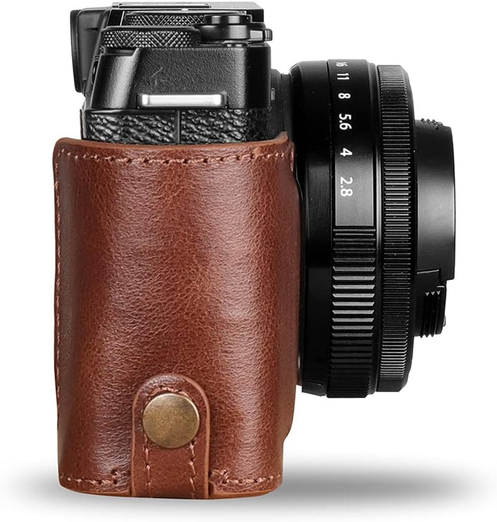 MegaGear Ever Ready Halbtasche aus echtem Leder, mit Schultergurt, kompatibel mit Fujifilm X Series
