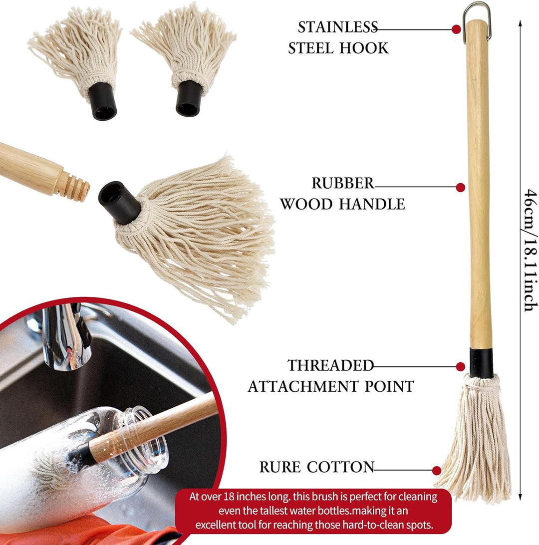 Gusseisen Kochtopf, BBQ Mop Pinsel Set zum Grillen BBQ Basting Set mit Mini Gusseisen Sauce Topf und