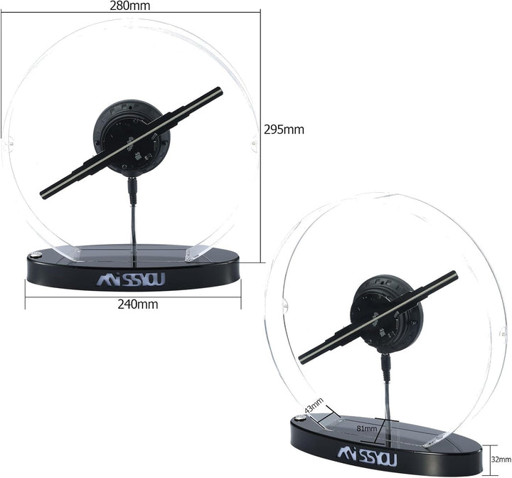 Missyou 3D Hologramm Projektor MS30D1BHZ 30CM mit LED Display App Bluetooth Steuerung Fernbedienung
