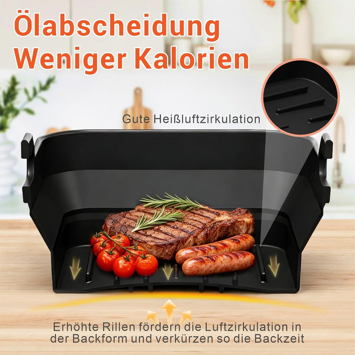 Silikonform Zubehör für Ninja Foodi Flexdrawer Heissluftfritteuse AF500EU | 3Pcs Faltbar Airfryer Zu