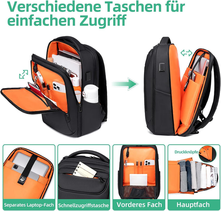 Wasserdichter Laptop Rucksack Herren, 15,6 Zoll Business Rucksack Herren, 1800D laptoptasche, elegan