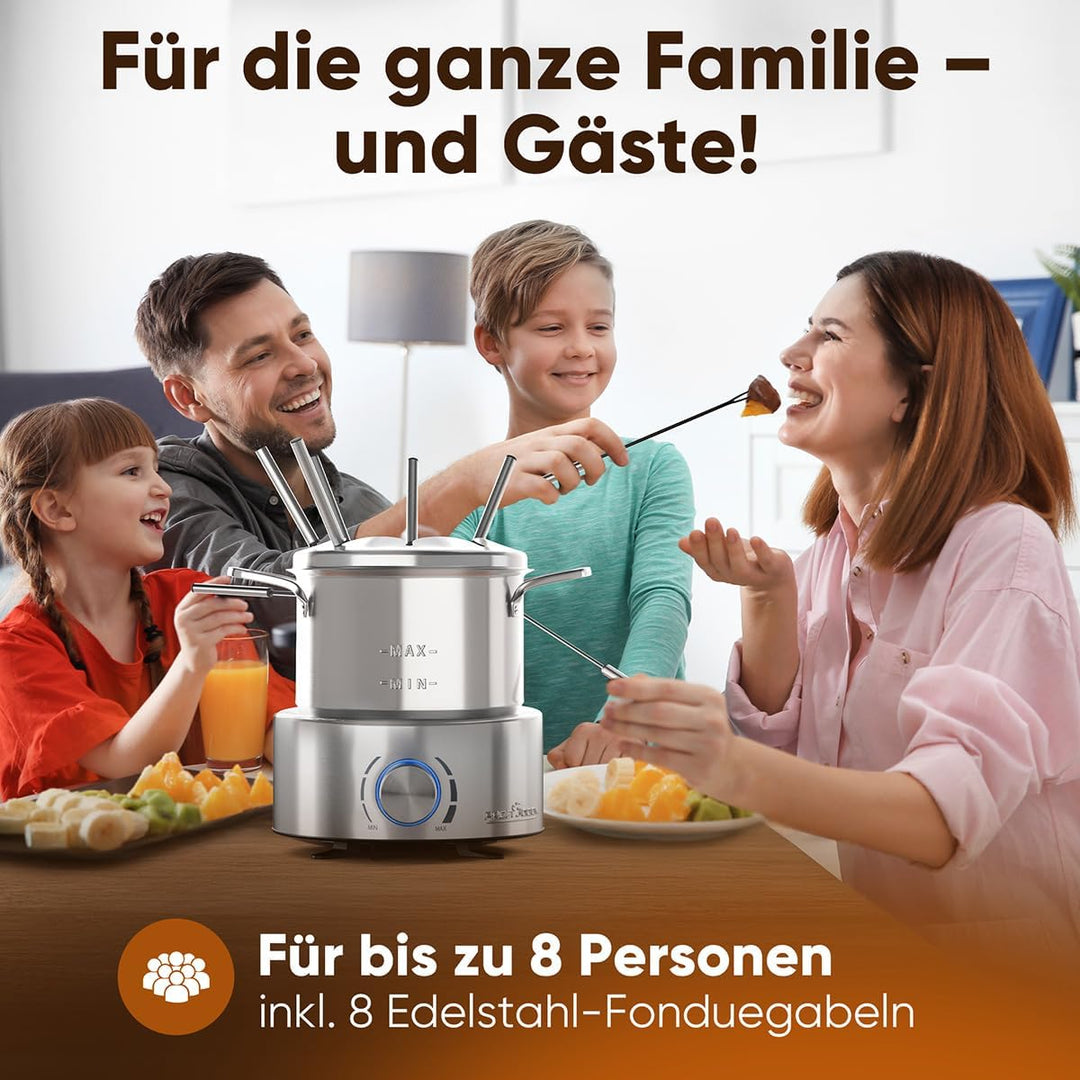 ProfiCook® Fondue elektrisch | für Öl-Fondue, Schokofondue und Käsefondue | inkl. 8 Fonduegabeln | 1