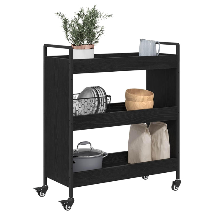 vidaXL Küchentrolley Schwarze Eiche 70 x 30 x 82 cm Holzwerkstoff Schwarz Eichen-optik, Schwarz Eich