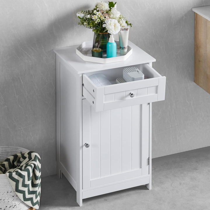 Bath Vida Badezimmerschrank, 1 Tür, 1 Schublade, bodenstehend, Aufbewahrungseinheit, weiss Schrank m