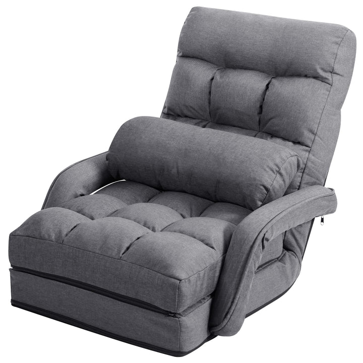 GOPLUS Bodensofa mtit Schlaffunktion, klappbarer Bodenstuhl mit Armlehnen & Kissen, Klappsessel mit