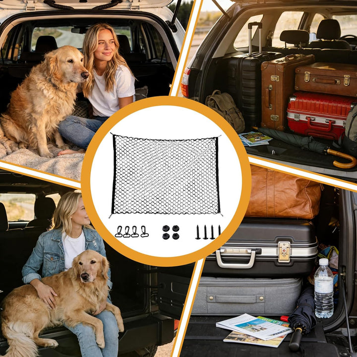 BAIFULAI 120×90CM Doppelschicht Hundegitter Auto, Hundeschutznetz Auto, Hunde-Auto-Trennnetz Haustie