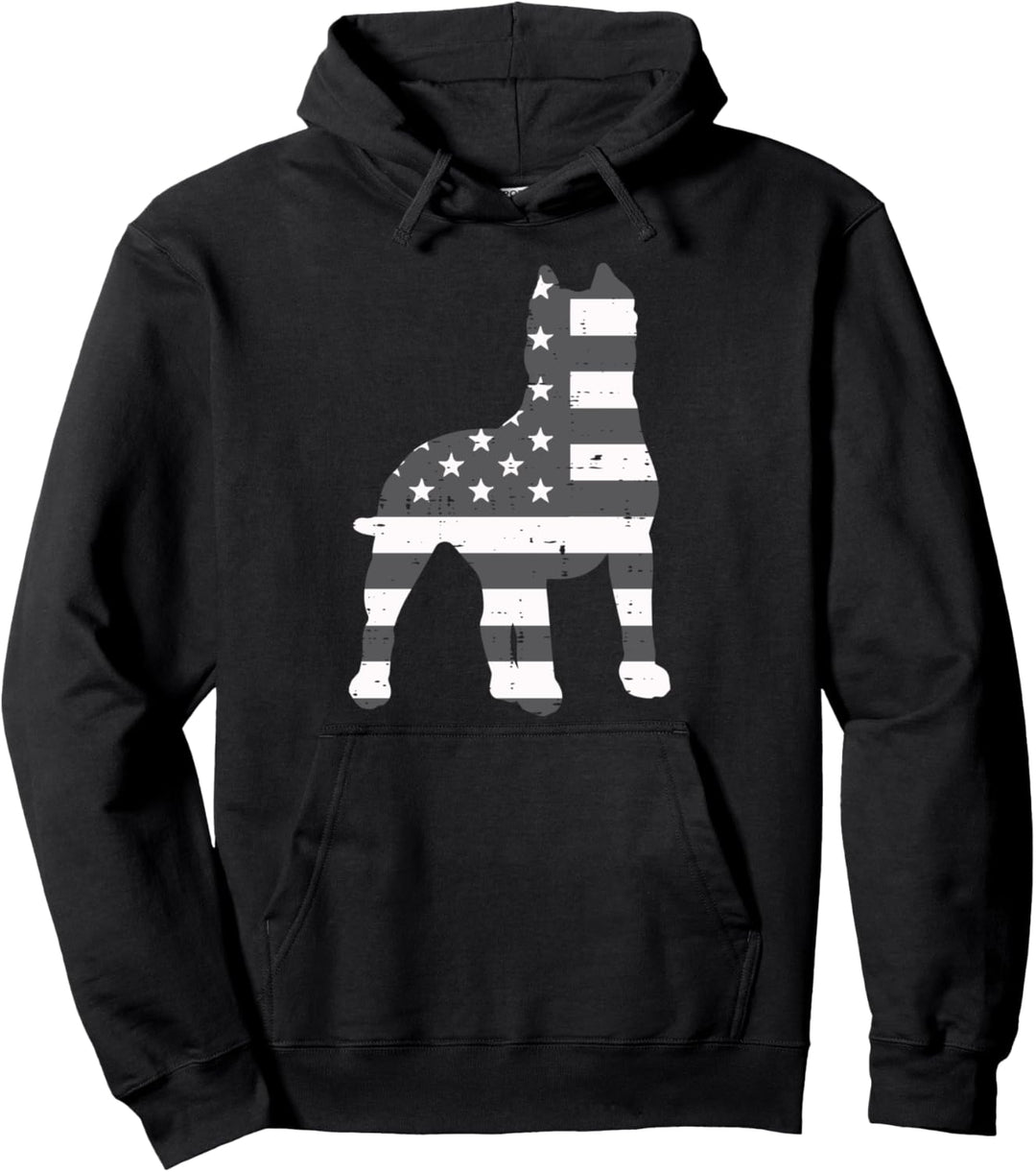 Gray US Flag Pitbull Vintage Patriot Pittie Dog Lover Gift Pullover Hoodie