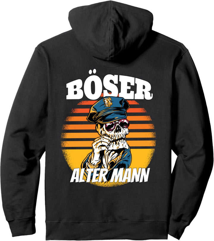 Retro Böser alter Mann als Totenkopf Schädel Skull Polizei Pullover Hoodie