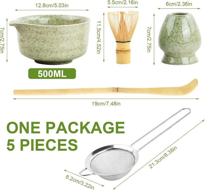 5 in 1 Matcha Set Japanisches Matcha Tee Set mit Matcha Besen, Matcha Schale mit Ausgiesser, Matcha