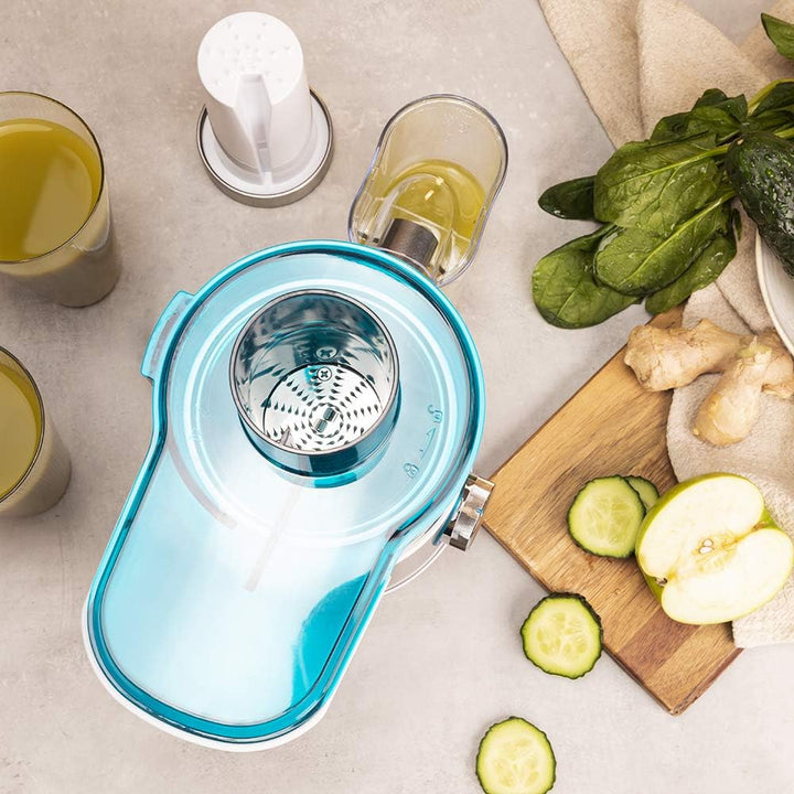 Cecotec 400-W Kompakt-Orbitalmixer Juice&Fresh 400 Titan White. Schwarzer titanbeschichteter Scheibe