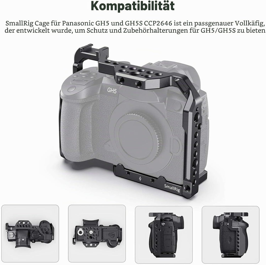 SMALLRIG GH5 Cage Käfig für Panasonic GH5 / GH5S / GH5 II mit Eingebaut NATO Rail und Cold Shoe - CC