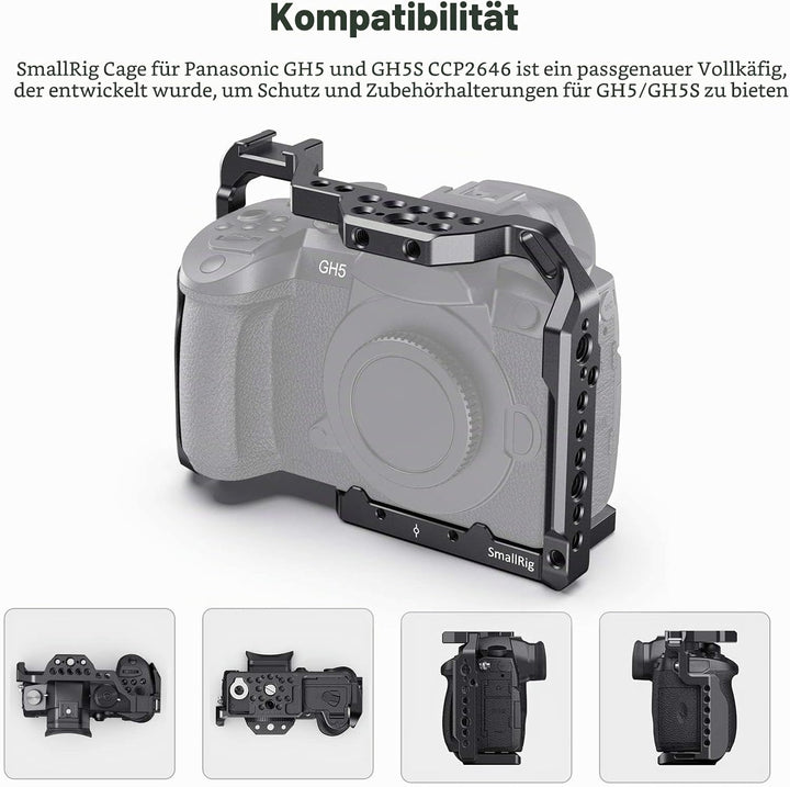 SMALLRIG GH5 Cage Käfig für Panasonic GH5 / GH5S / GH5 II mit Eingebaut NATO Rail und Cold Shoe - CC
