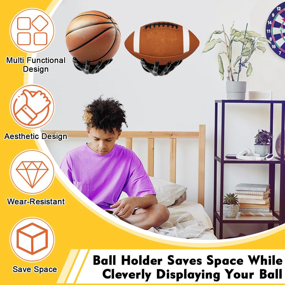 2 Stück Palmenförmiger Ballhalterung Wand Ballhalter Handball Zubehör 21,6 x 16cm Ballständer Indoor