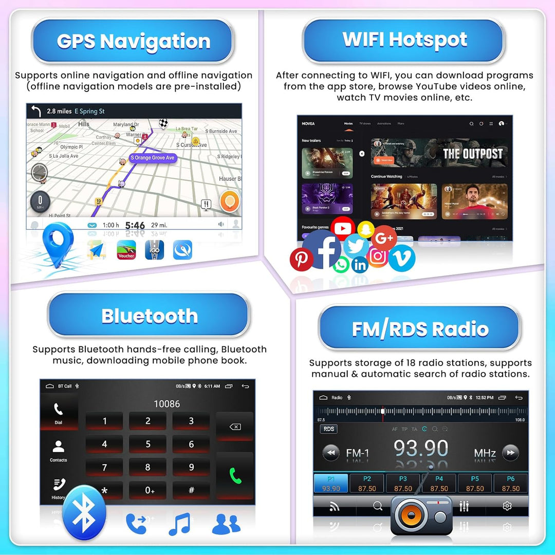 [2G+64G] Hikity Autoradio Navi Für VW Golf 5 Golf 6 T5 Touran EOS Polo Passat Sharan Android Wireles