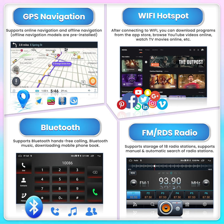 [2G+64G] Hikity Autoradio Navi Für VW Golf 5 Golf 6 T5 Touran EOS Polo Passat Sharan Android Wireles