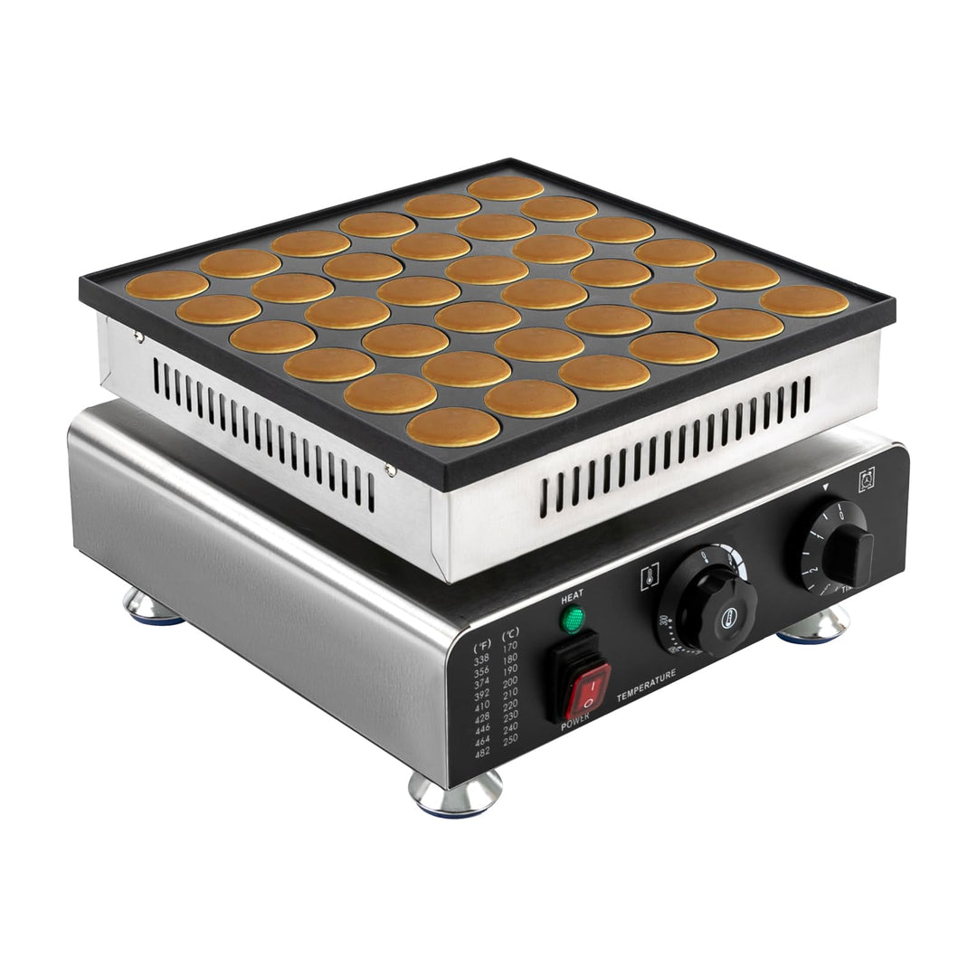 Mini-Pfannkuchenmaker 36 Löcher Dutch Pancake Maker mit Timer 50-300°C 900W Antihaftbeschichtung Pof