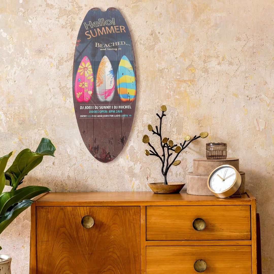 Operitacx Surfbrett Holz Deko Schild 18X6.5 Zoll Strand Meer Wanddekoration Tiki Stil Sommer Bar Hau