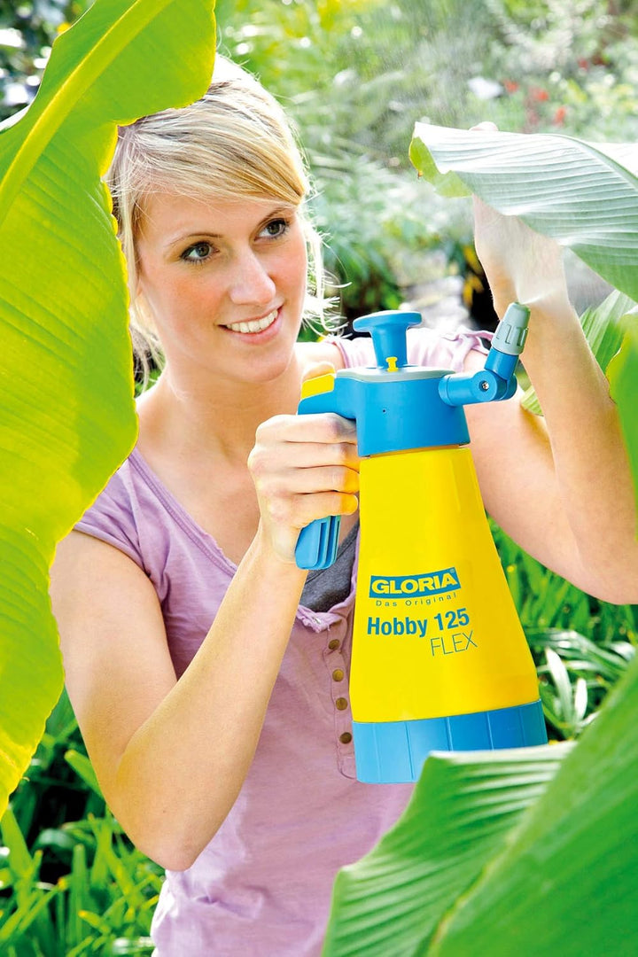GLORIA Drucksprüher Hobby 125 FLEX | 1,25 L Sprühflasche | Gartenspritze/Handsprüher mit flexibler L