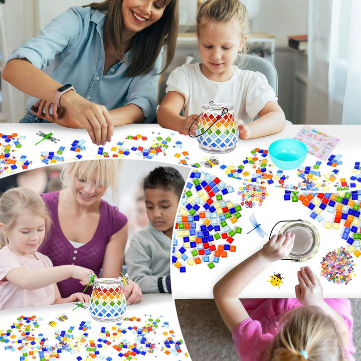 FORMIZON Mosaik Lampe Basteln, Mosaik Bastelset Kinder, Glasmosaik Kerzenhalter Kit für Heim Deko, D