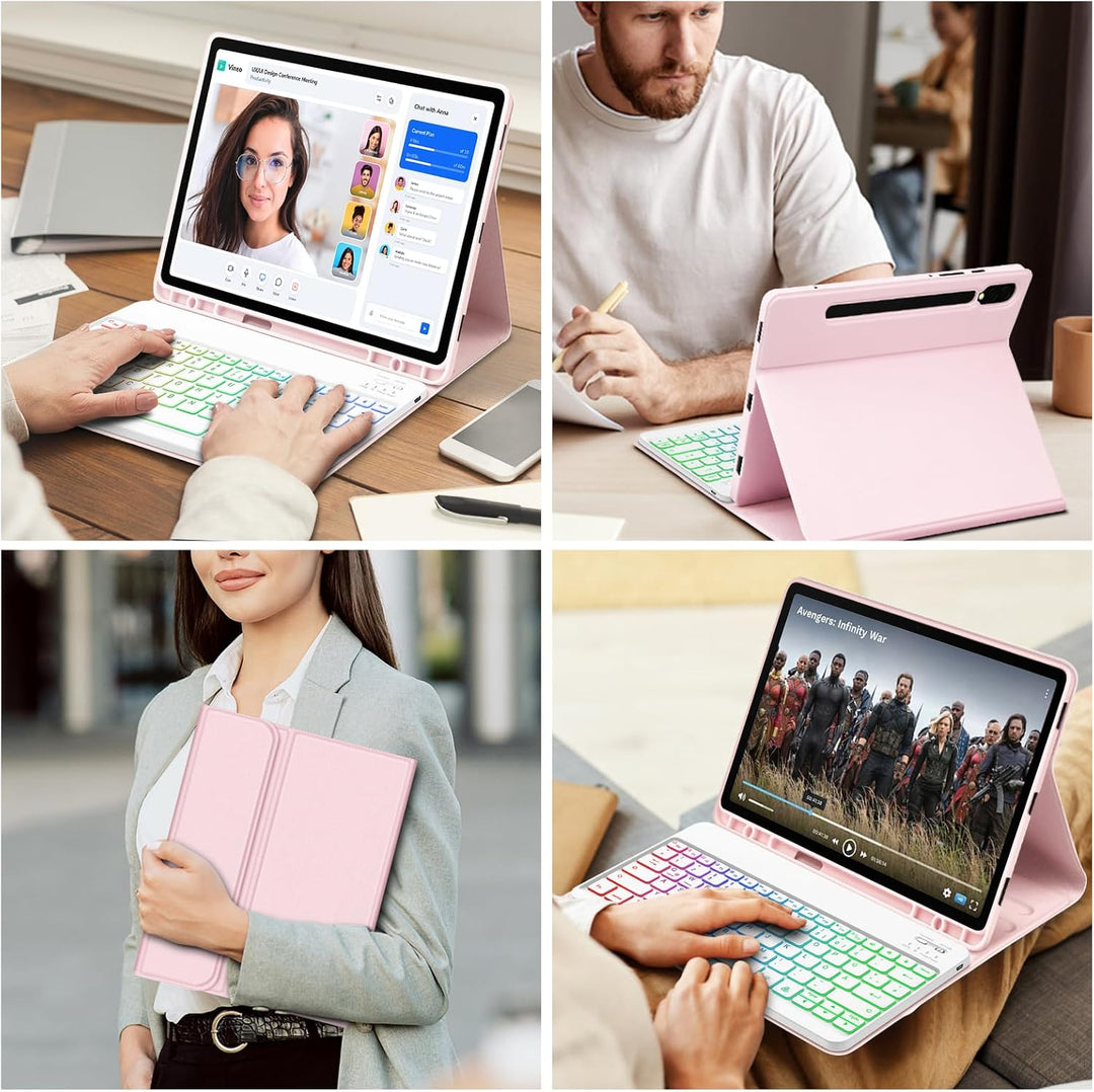 Bettdow für Samsung Galaxy Tab S10+/S10 Plus Tastatur Hülle, QWERTZ Layout Abnehmbarer Beleuchtete T