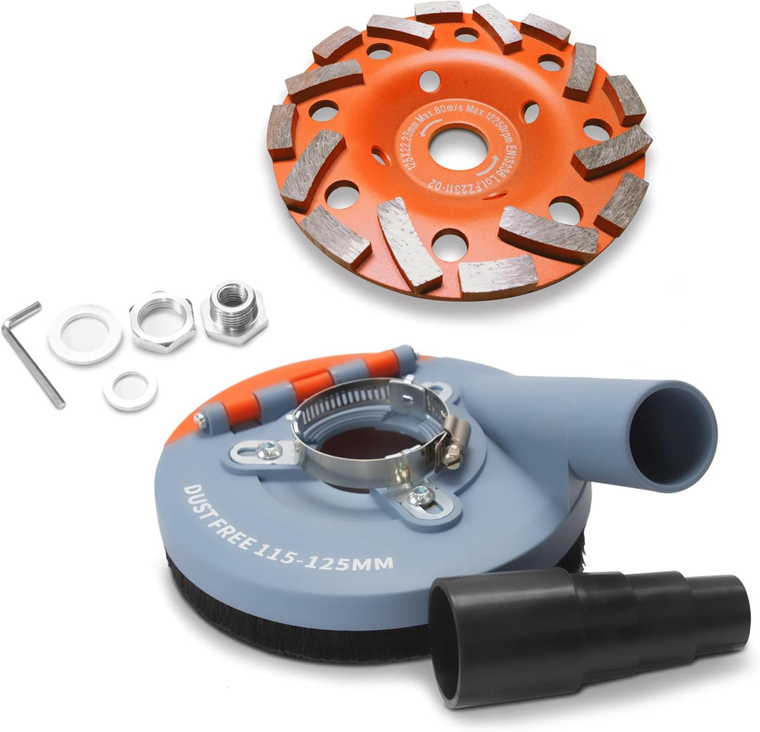 #7 FANZTOOL Absaughaube für Winkelschleifer 125mm + Diamantschleiftopf, mit Schleiftopf