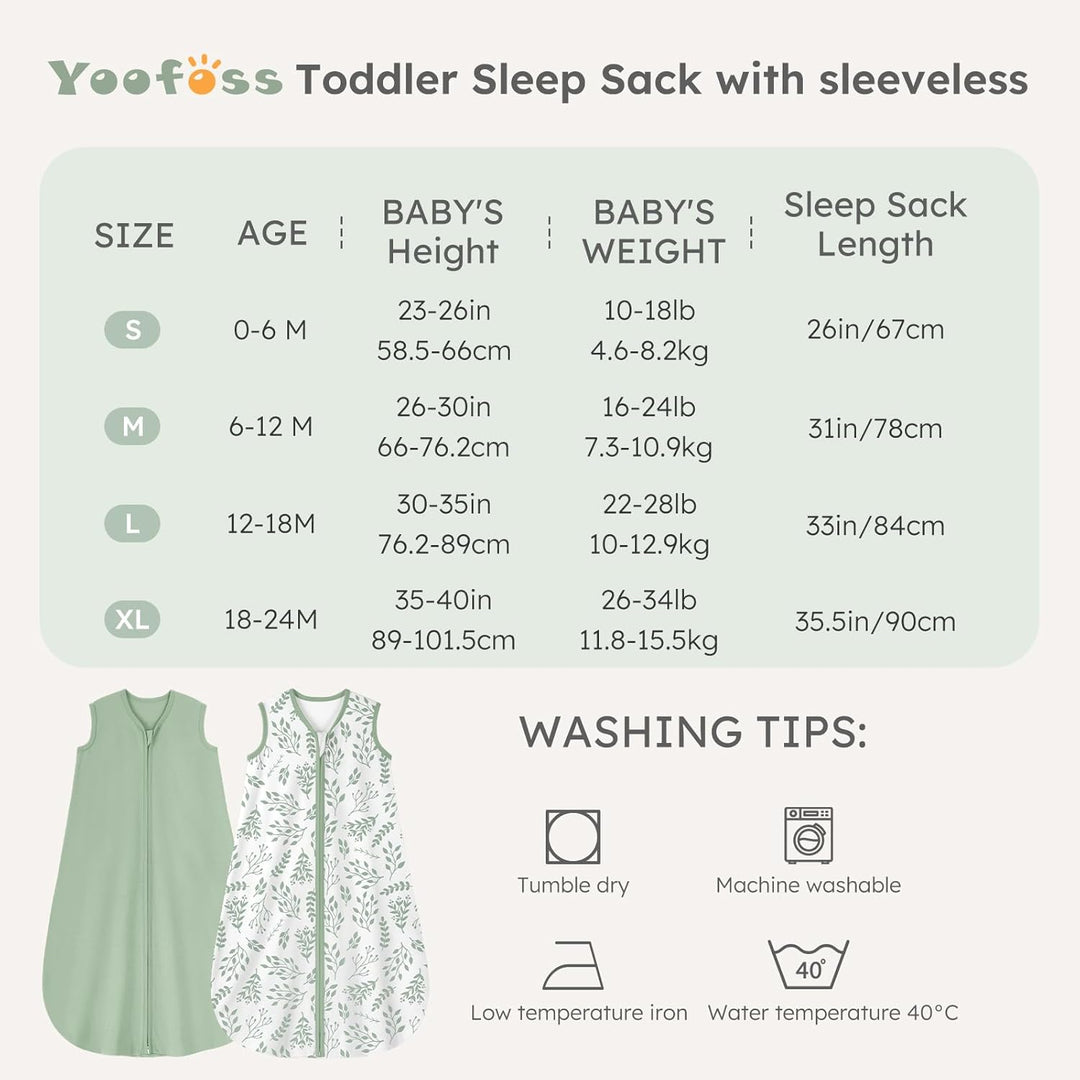Yoofoss Schlafsack Baby Sommer 1.0 Tog - 2er Pack 100% Baumwolle Sommerschlafsack Herbst Babyschlafs