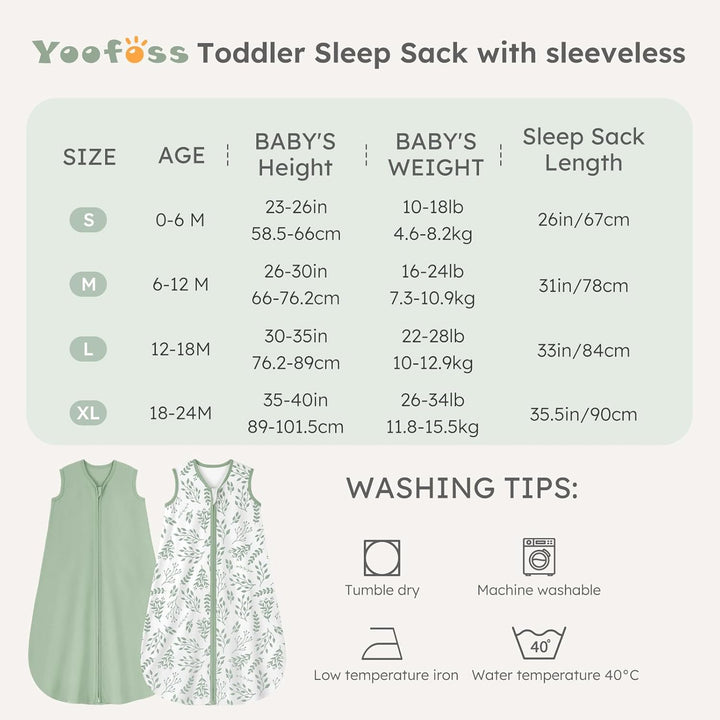 Yoofoss Schlafsack Baby Sommer 1.0 Tog - 2er Pack 100% Baumwolle Sommerschlafsack Herbst Babyschlafs