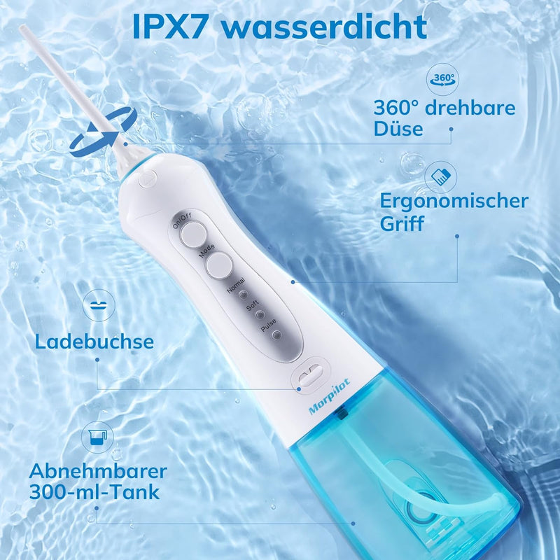 Morpilot Munddusche, Professionelle Elektrische Kabellose Munddusche, Munddusche Zahnreiniger Wasser