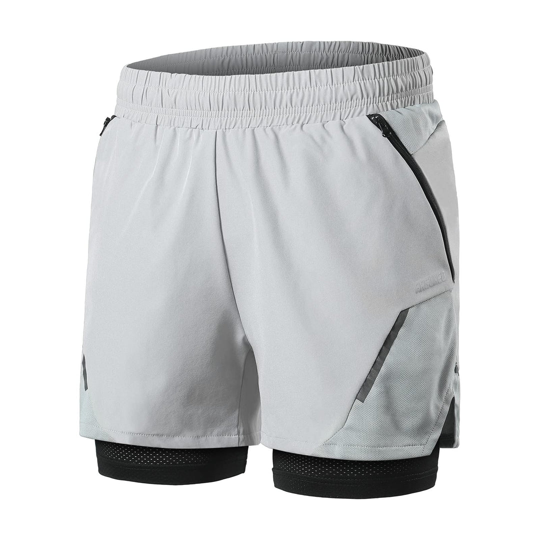 ARSUXEO Laufshorts Herren Laufhosen 2 in 1 Trainingsshorts Kurze Turnhose mit Mesh Liner Reissversch
