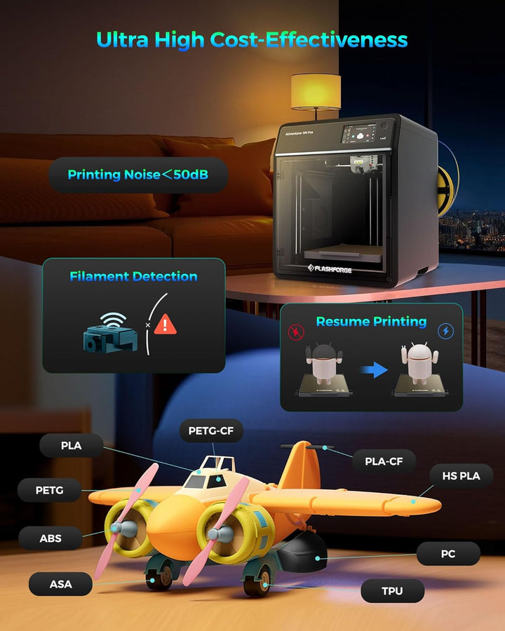 FLASHFORGE Adventurer 5M Pro 3D Drucker,600mm/s Hochgeschwindigkeitsdruck,3D-Druckmaschinen Automati